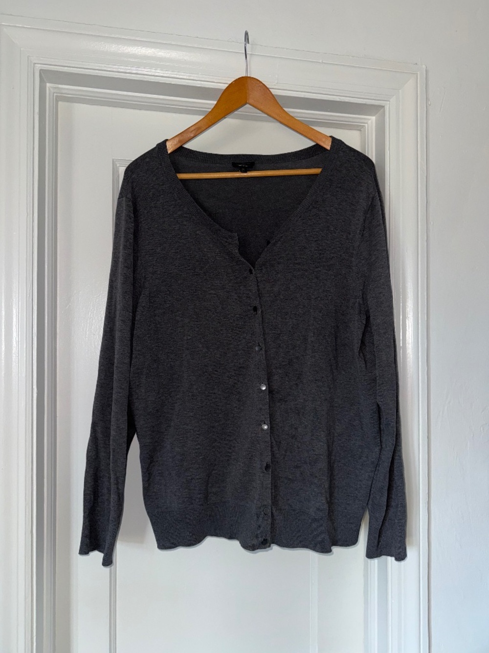 Talbots Women's Pima Cotton Grey Cardigan - 2X